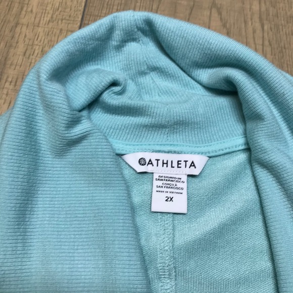 Athleta Cardigan Pranayama Wrap Womens Size 2X Green Relaxed Open Front Cozy NEW - Picture 6 of 11